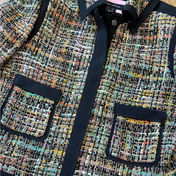 Pink Tartan Tweed Blazer - Multicolour/Black - Size 8 - EUC - Picture 6 of 8